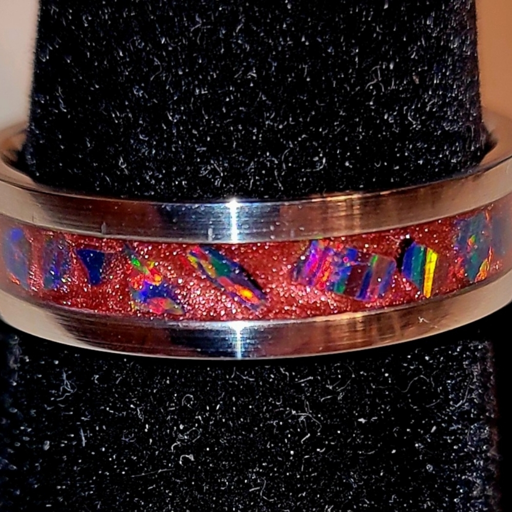 Custom Crushed Opal Inlay Ring - image 3